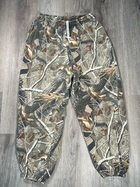 Vintage Liberty Realtree Hardwoods Camo Joggers Sweatpants Mens M Fleece 27”